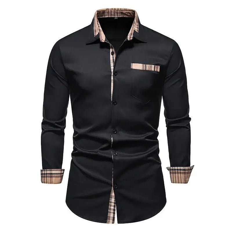 Men's Patchwork Slim Fit Formal Shirt