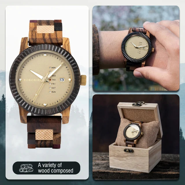 Quartz Wooden Wristwatch