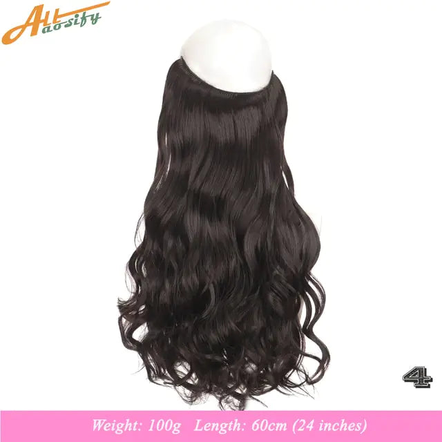 Long, wavy dark-brown hairpiece/wig shown from the back with a small top cap, on a white background; text indicates weight 100 g and length 60 cm (24 inches).
