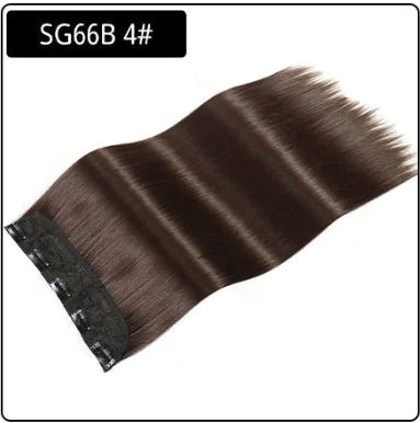 Close-up of a dark brown, wavy hair extension weft on a white background, labeled “SG66B 4#