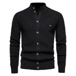 Men's Buttoned Mock Neck Knit Cardigan
