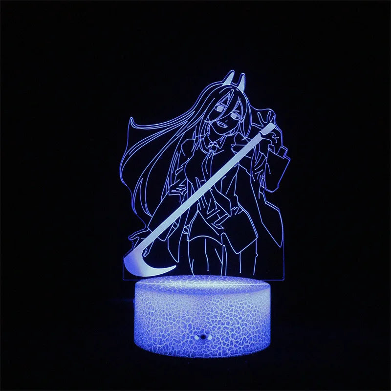 Blue anime character 3D illusion LED night light.