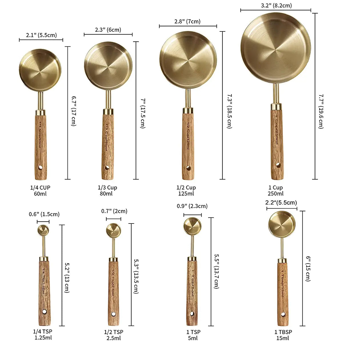 STOMART.CO.UK 8-Piece Measure Cup and Spoon Set Kitchen Free Text