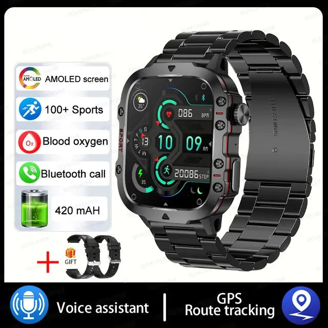 STOMART.CO.UK Military Smartwatch For Men Jewellery & Watches Free Text