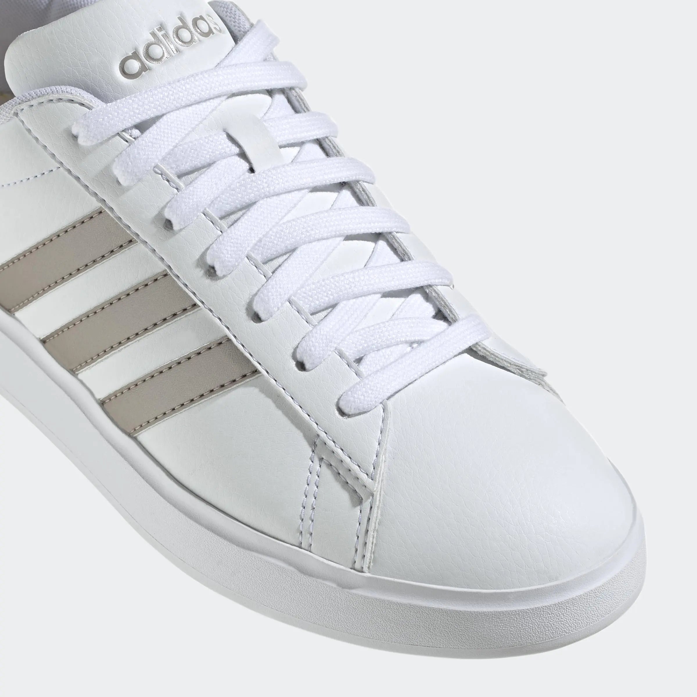 Women's Adidas Plain Metallic White Sneakers