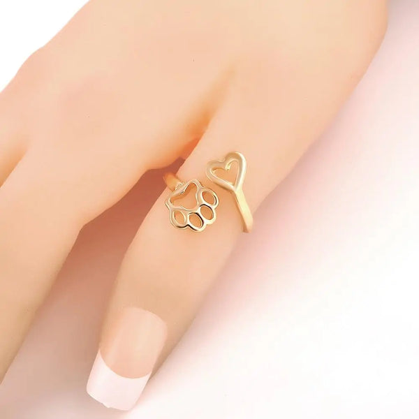 Women's Paw Heart Ring