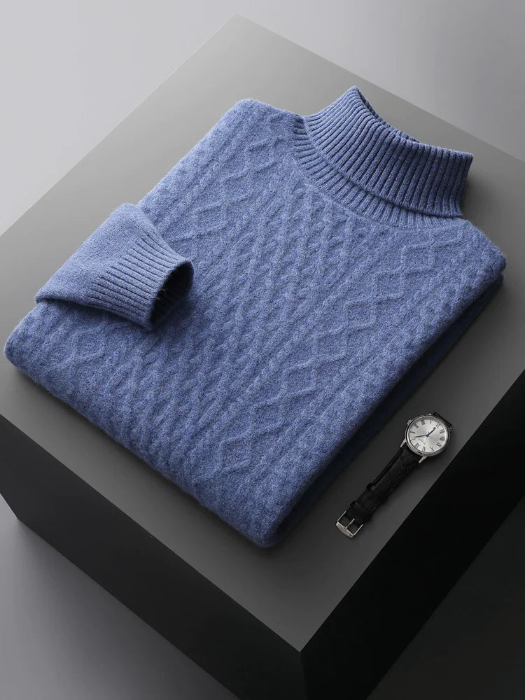 Men's Cozy Cashmere Turtleneck Cardigan