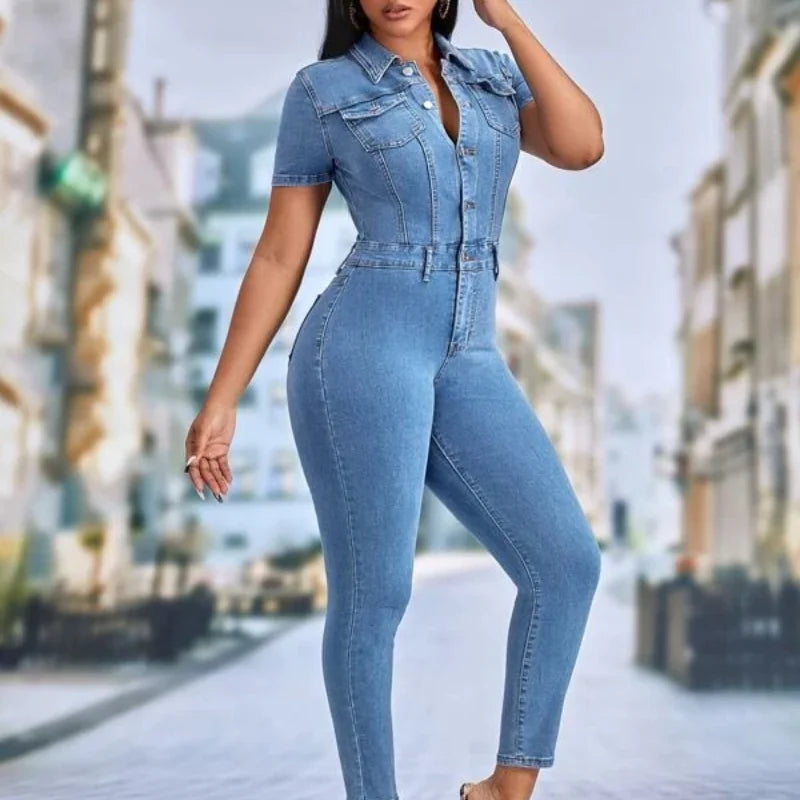 Women's one-piece denim outfit