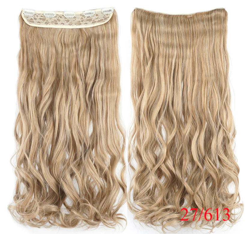 Two long wavy “halo” hair extension pieces in jet black, shown front and back with a clear wire and clip attachments, on a white background labeled “Jet Black