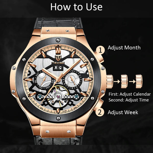 Men's Automatic Mechanical Leather Watch