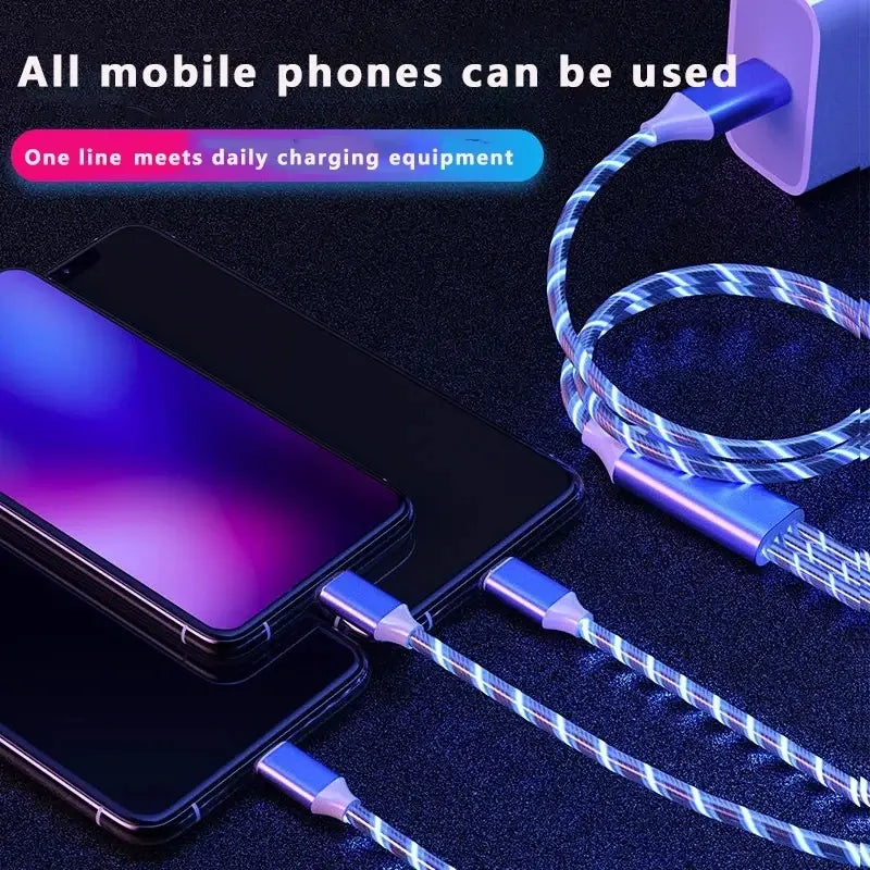 Glowing LED Light 3-in-1 Cable