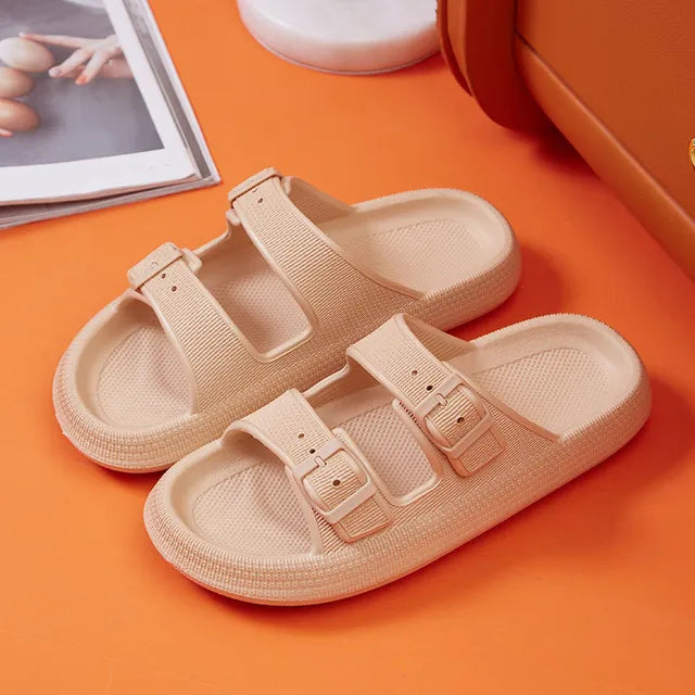 Buckled Platform Slippers