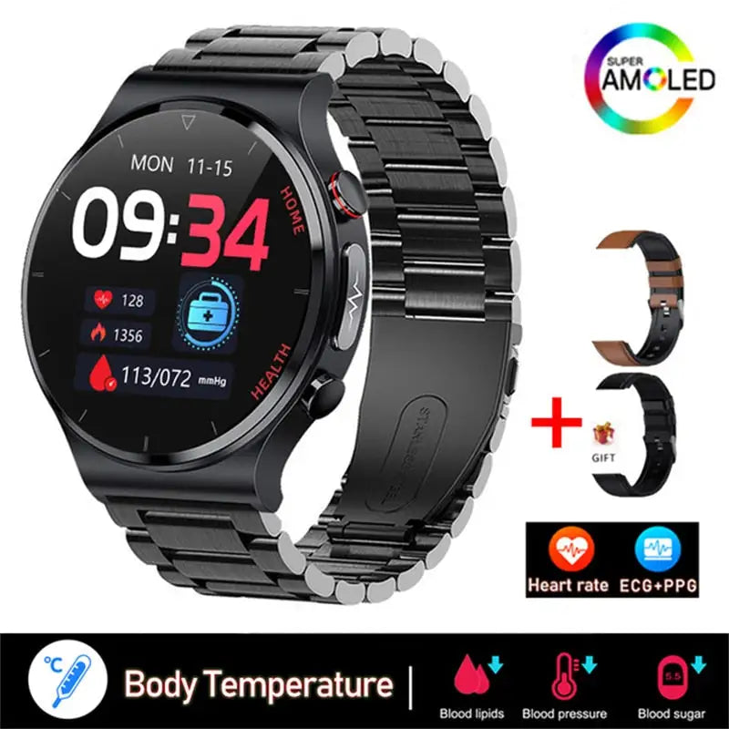 STOMART.CO.UK ECG + PPG Men's Smart Watch Jewellery & Watches Free Text