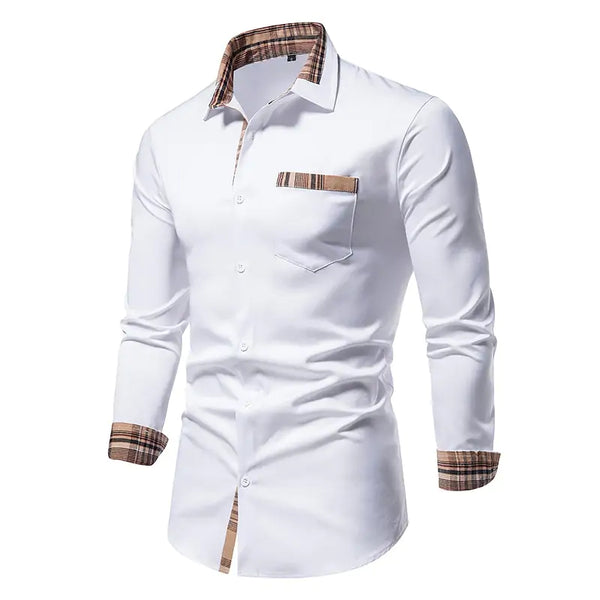 Men's Patchwork Slim Fit Formal Shirt