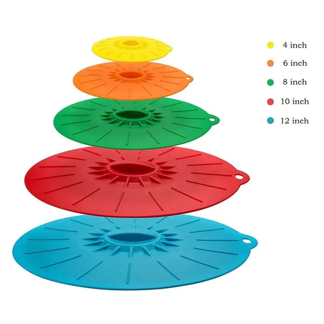 STOMART.CO.UK 5 PCS Set Silicone Microwave Bowl Cover cover Kitchen Free Text