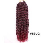 Deep burgundy curly hair extension labeled "#TBUG.