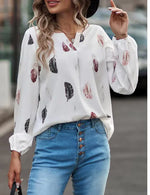 Soft and Stylish Women's Feather Print Top