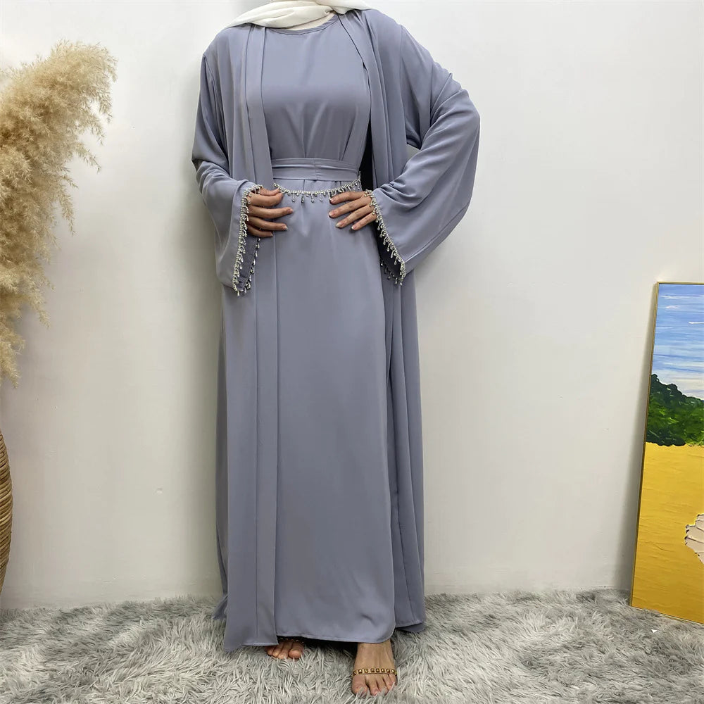 Chic Women's Sleeveless Dress and Cardigan Set
