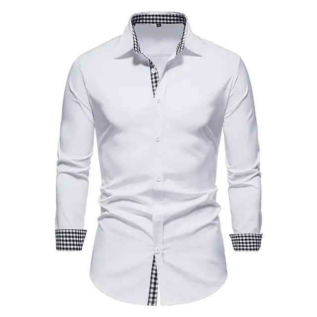 Men's Patchwork Slim Fit Formal Shirt