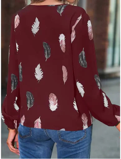 Soft and Stylish Women's Feather Print Top