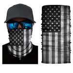 Black and grey American flag neck gaiter.
