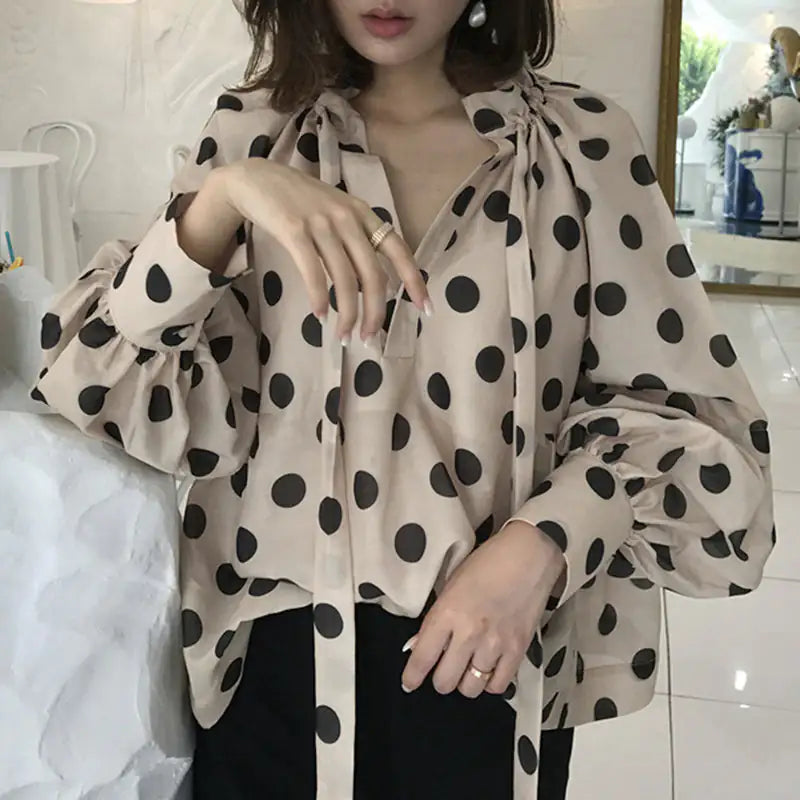 Vintage-Inspired Lantern Sleeve Blouse for Women