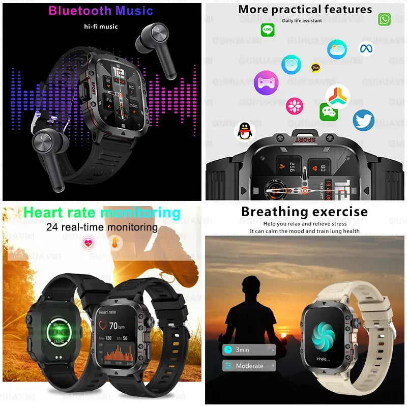 Men's Military Fitness Tracker Smartwatch