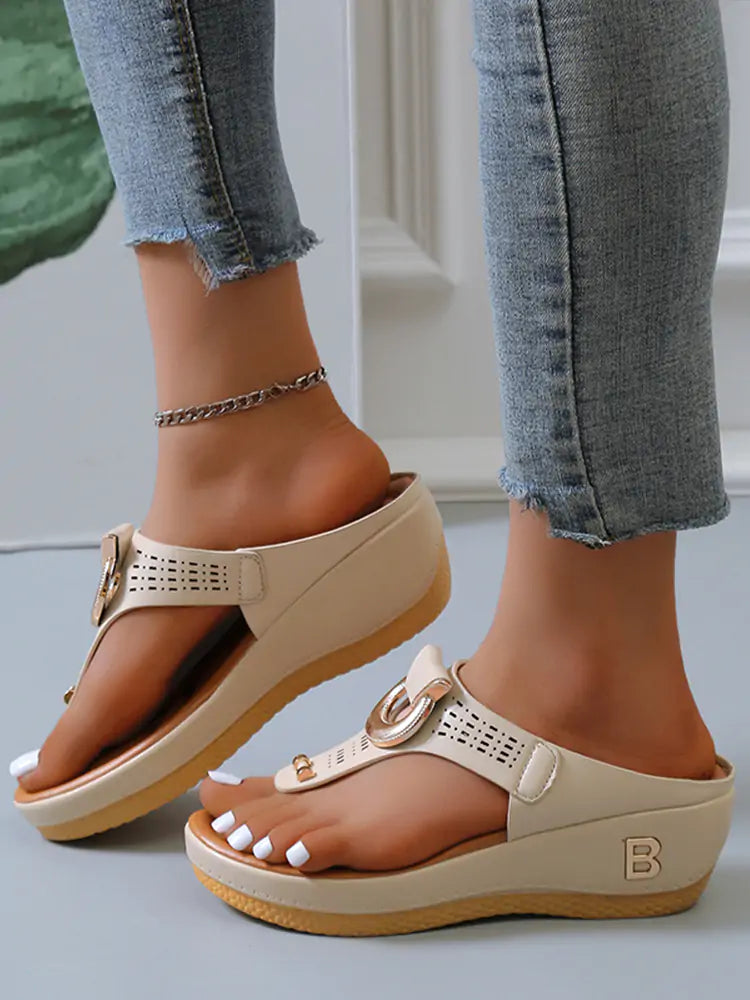 Roman Wedges Platform Slippers