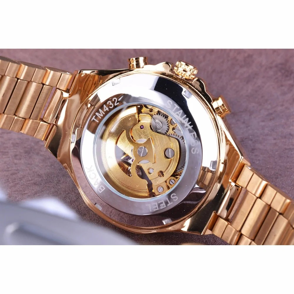 Men's Mechanical Sport Gold Watch