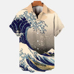 Vintage 3D Ocean Wave Print Shirt
