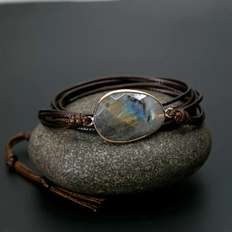 Natural Stone Rope Wrap Bracelet