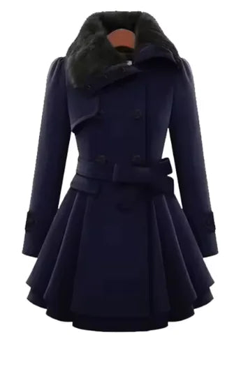 Women's Double-Breasted Padded Wool Coat