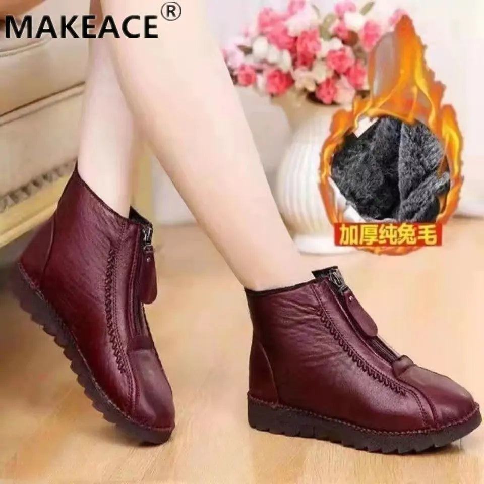 Women's Furry Winter Zipper Boots