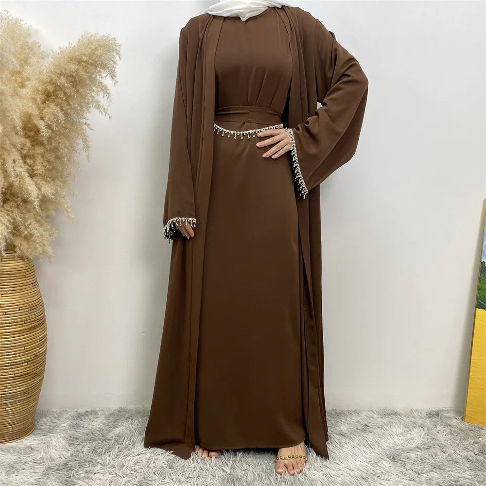 Fashionable Women's Sleeveless Dress Cardigan Set