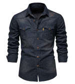 Denim Solid Colour Long Sleeve Shirt