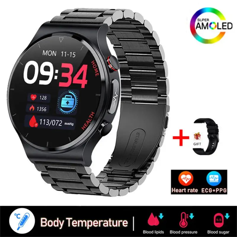 STOMART.CO.UK ECG + PPG Men's Smart Watch Jewellery & Watches Free Text