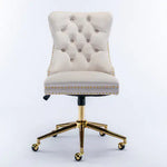 Beige office chair with gold accents on a white background