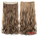 Two wavy clip-in hair extension wefts in light brown with blonde highlights, shown front and back on a white background, with “8H22” in red in the corner.
