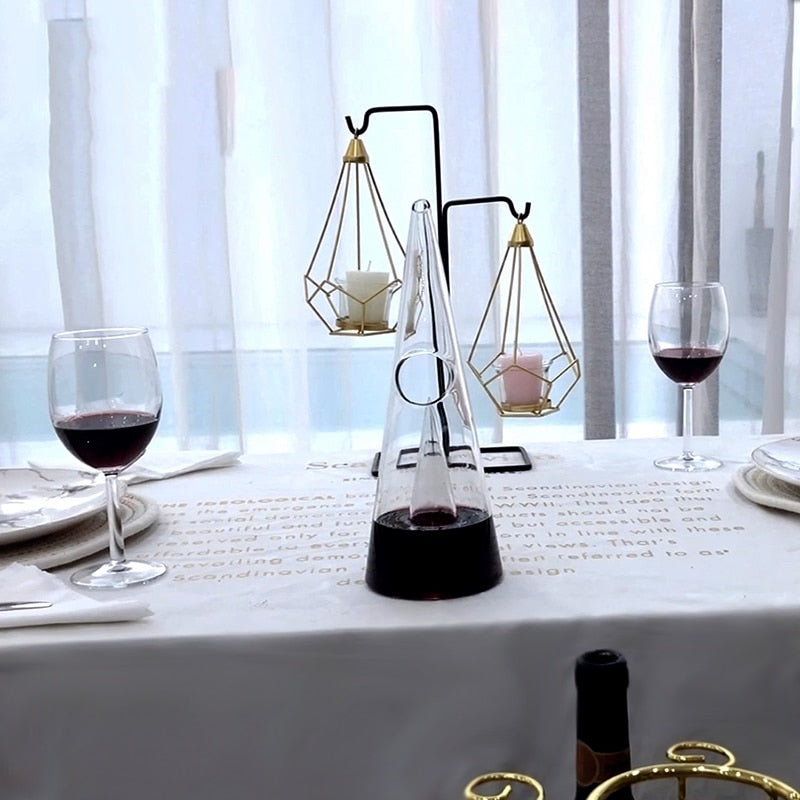 Transparent Glass Pyramid Wine Decanter