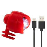 Red USB rechargeable bike light.

