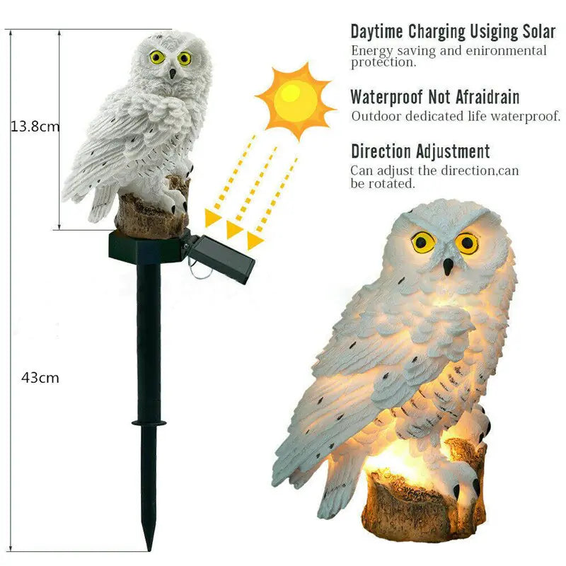 Solar-Powered Owl Statue Lights