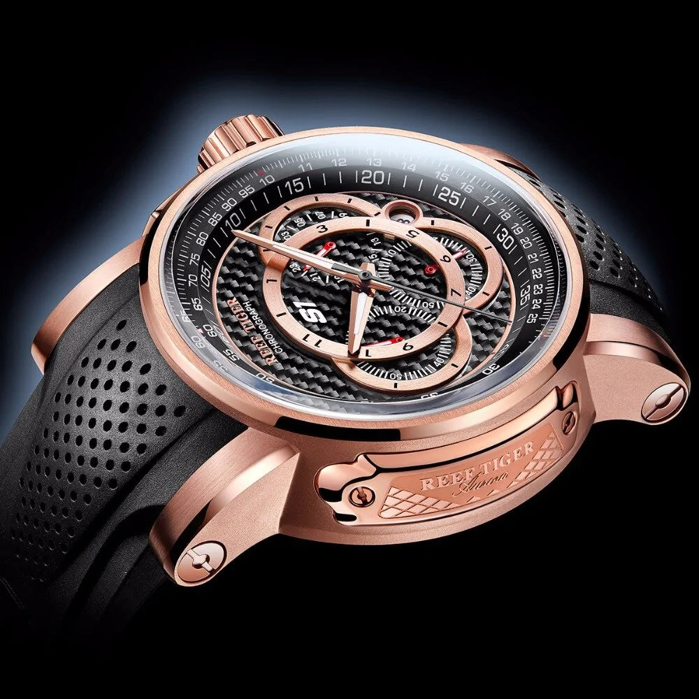 RT Luxury Leather Gear Strap Wristwatch
