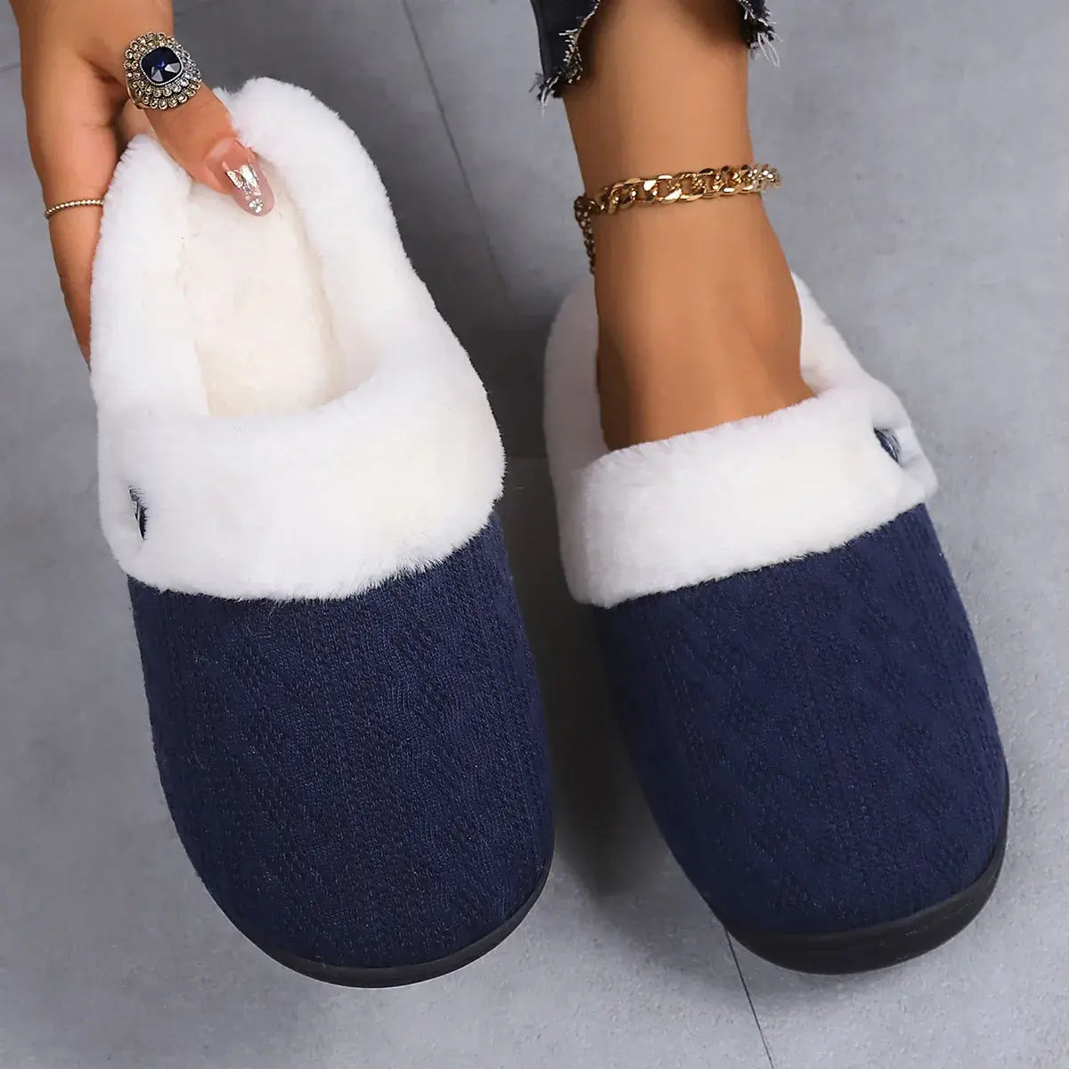 Winter Indoor Fluffy Suede Slippers