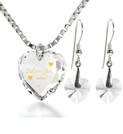 24k Gold Love Crystal Necklace And Earrings