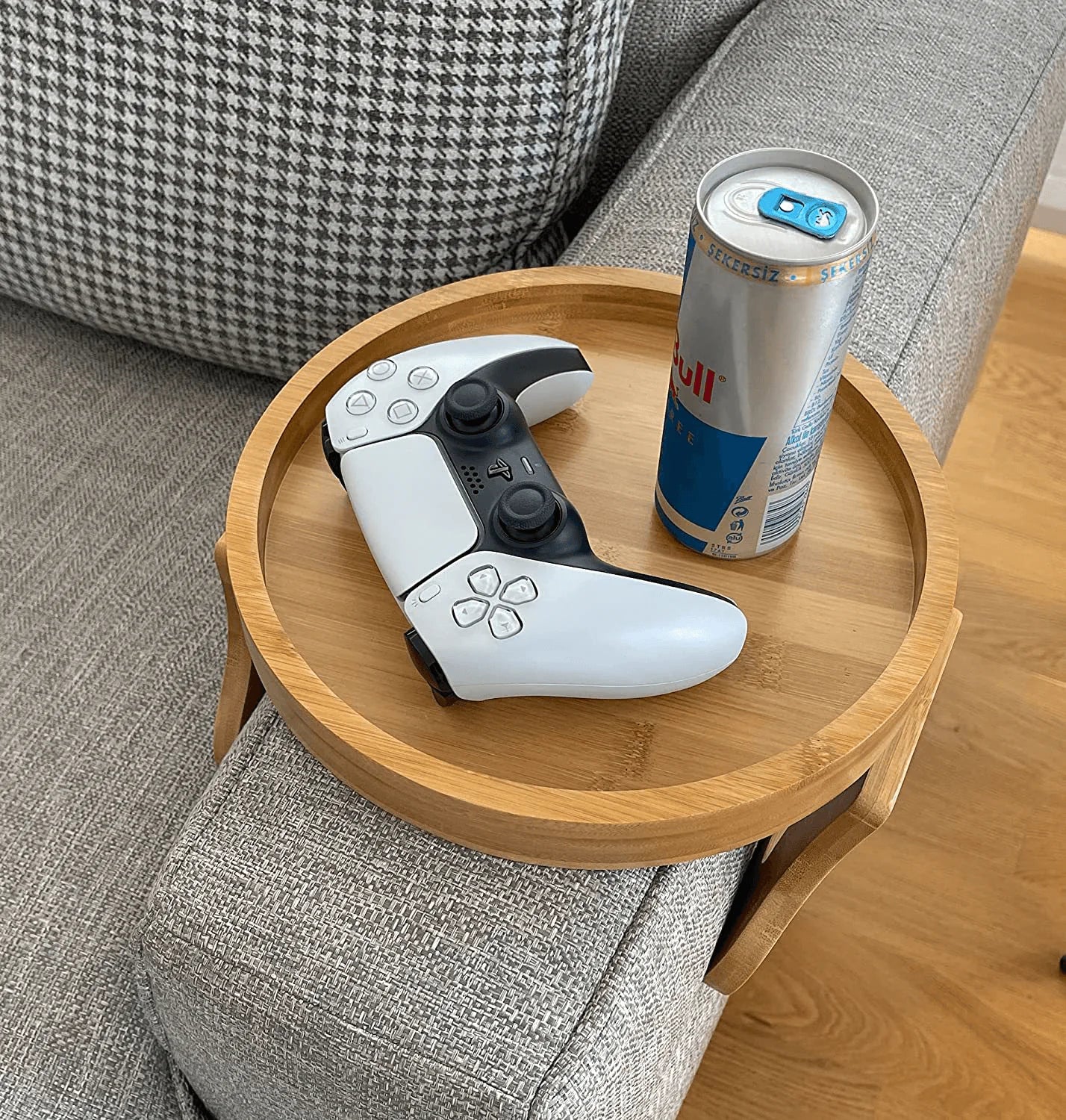 Wooden Sofa Snacks Drinks Tray