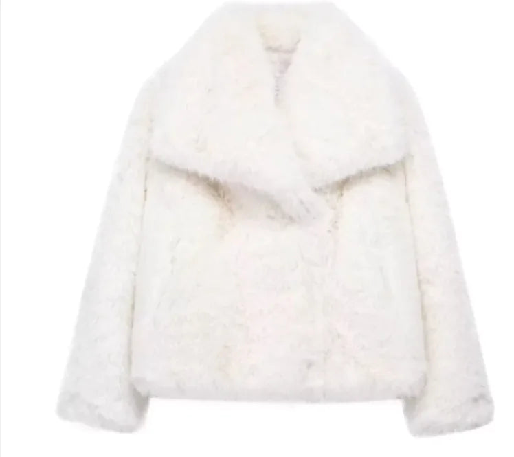 Cozy Thicken Lapel Plush Coat for Women