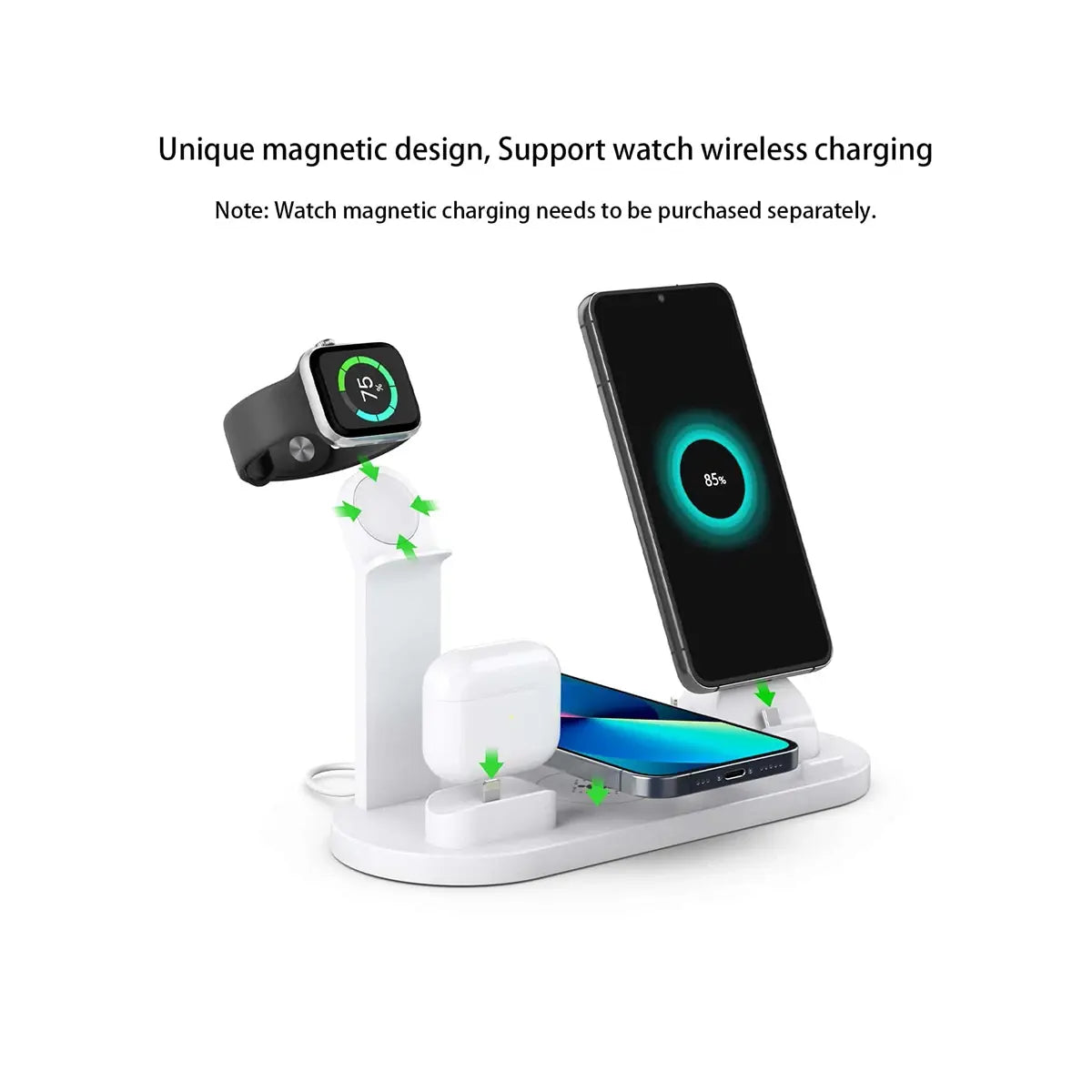 Multi-Device Charger Dock for Apple Watch and AirPods