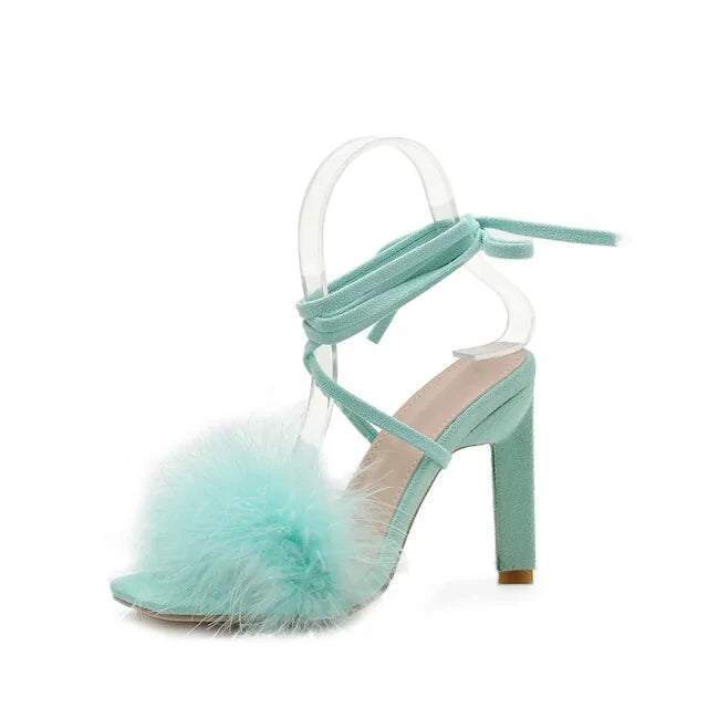 Feather-Embellished Stiletto Heels