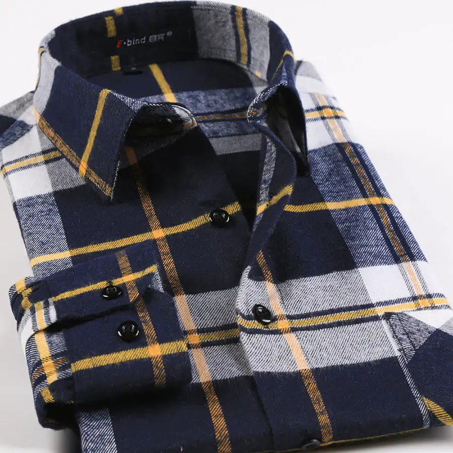 Men's Solid Colour Checkered Flannel Shirt