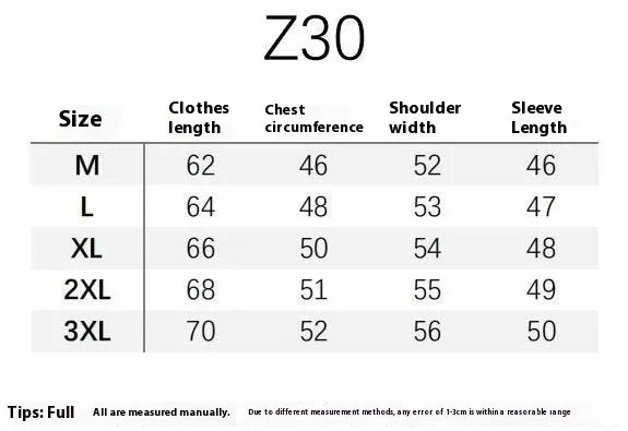 Men's Slim Fit Knitted Cardigan Jacket Size Chart